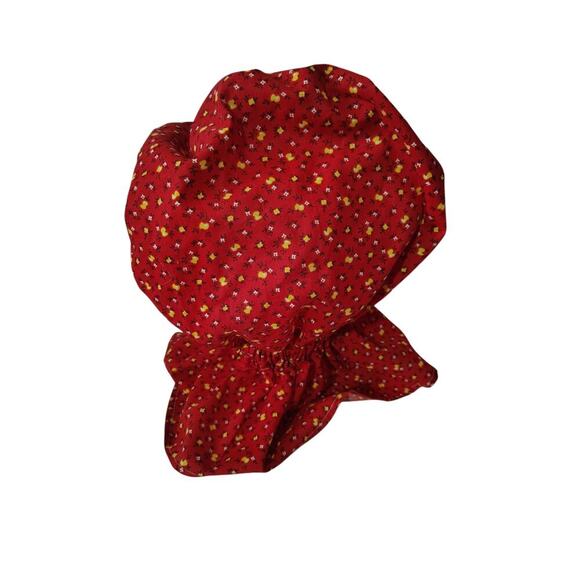 Prairie Calico Bonnet Red Adult Size - Picture 3 of 3